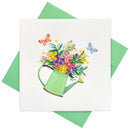 Quilled Watering Can Flowers Greeting Card (15x15cm)