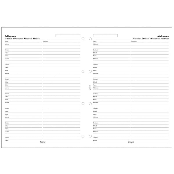Filofax A4 Contacts Refill