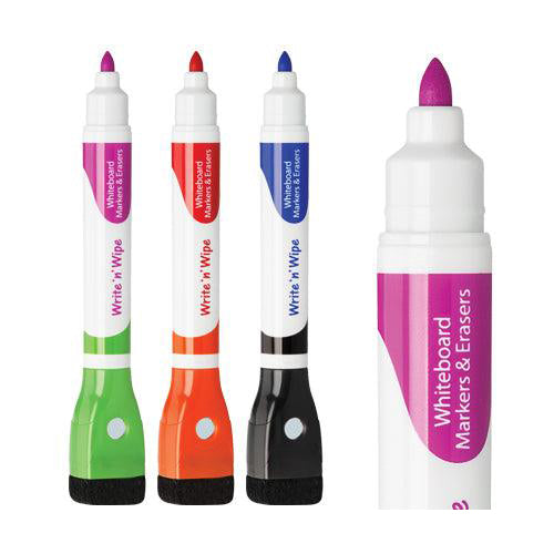 Write 'n' Wipe 6-Colours Whiteboard Markers 3pk