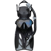 Infinity Adult Dry Silicone Mask, Snorkel & Fin Set (Black)