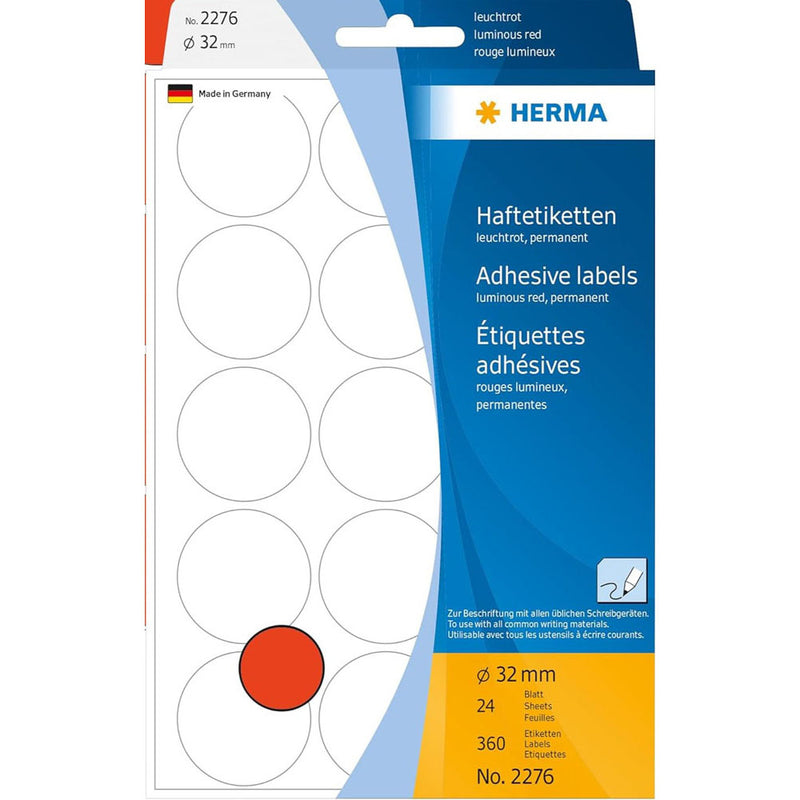Herma Luminous Coloured Dot Labels (Red)
