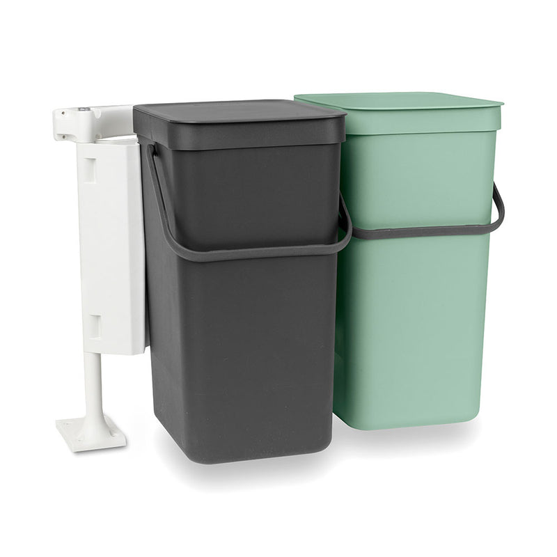 Brabantia Sort &amp; Go Doppel-Abfallbehälter (Jadegrün und Grau)