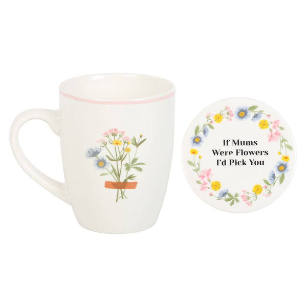 If Mums Were Flowers Floral Ceramic Mug & Coaster Set