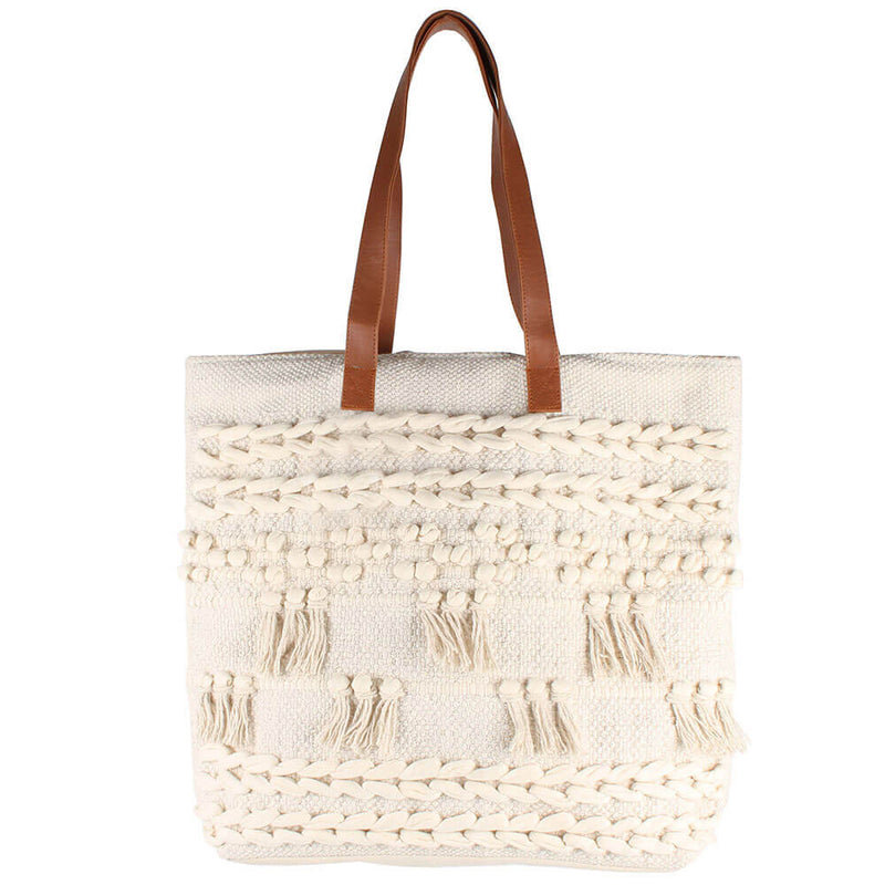 Leela Tote Cotton Bag with PU Strap (45x40cm)