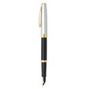 Segaris Black Fine Fountain Pen w/ Chrome Cap & Gold Trim