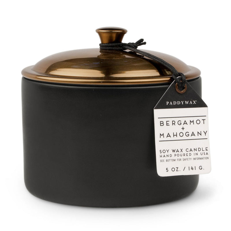 Hygge Bergamotte Mahagoni Kerze aus Keramik (Schwarz)