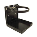 Zusammenklappbarer Getränkehalter aus Kunststoff mit verstellbaren Armen