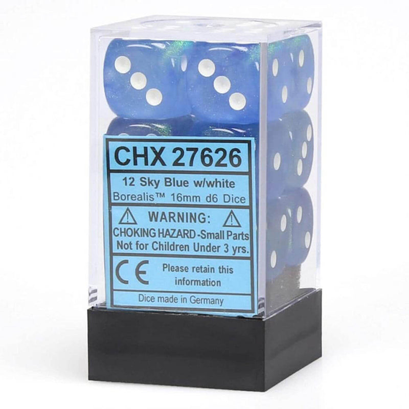 D6 Dice Borealis 16mm (12 terninger)