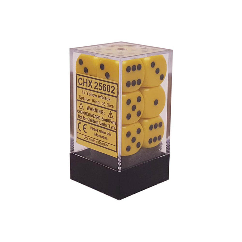 D6 Würfel undurchsichtig 16mm (12 Würfel)