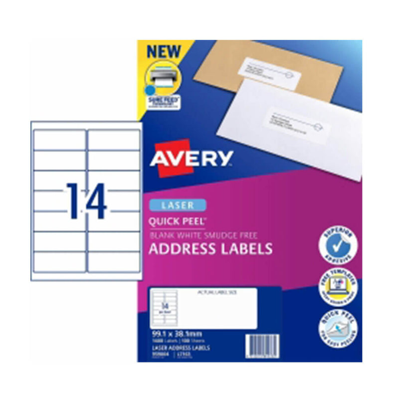 Avery laseradresse label White (100pk)