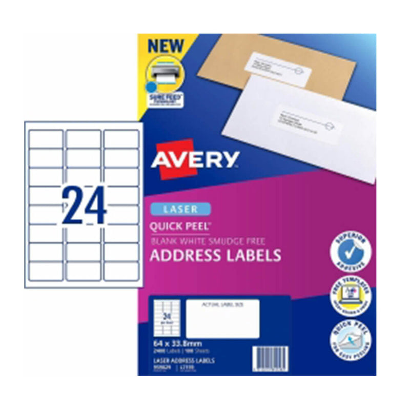 Avery laseradresse label White (100pk)